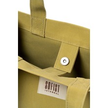 Sofist İstanbul Moyen Waxed Canvas Tote Bag Mumlu Kanvas Kadın Omuz Çantası