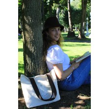 Sofist İstanbul Beige Canvas Tote Bag Renkli Pamuk Kolon Saplı ve Baskılı Orta Boy Bej Kanvas Tote Omuz Çantası