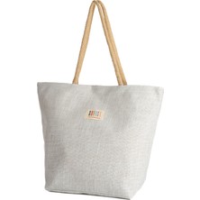 Sofist İstanbul Natural Jute Beach Bag Doğal Örgü Halat Saplı Astarlı Jüt Kadın Plaj Çantası
