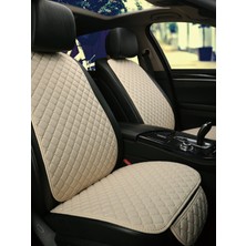TeknoClub Peugeot Araçlar Için Üniversal 2 Li Araba Koltuk Minderi 2 Parça Ön Koltuk Bej Deri Bej Desen