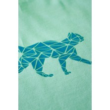 hunz kedi Desenli Flok Baskılı %100 Pamuk Unisex Bisiklet Yaka Kısa Kollu Tişört