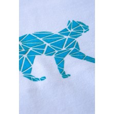 Hunz kedi Desenli Flok Baskılı %100 Pamuk Unisex Bisiklet Yaka Kısa Kollu Tişört