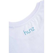 Hunz kedi Desenli Flok Baskılı %100 Pamuk Unisex Bisiklet Yaka Kısa Kollu Tişört