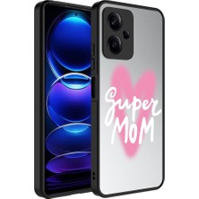 Case 4U Xiaomi Redmi Note 12 5g Kılıf Aynalı Desenli Kamera Korumalı Parlak Mirror Kapak Süper Anne