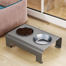 Lmz Design Modern Kedi ve Küçük Orta Irk Köpek Mama Su Kabı Ikili Çelik Kase Evcil Hayvan Mama Standı