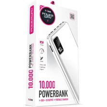 Powerway  10.000 Mah Kablolu Dijital Göstergeli 10.000 Mah Garantili Dahili Stand TX109 Beyaz Powerbank