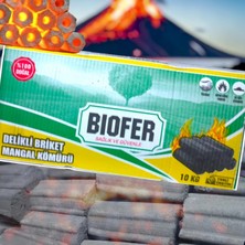 Biofer Organik Delikli Briket Mangal Kömürü 10 Kg (6 Saat 7800 Kcal/kg)