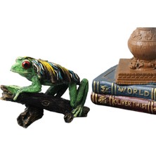 Elifeshop Renkli Afrika Ağaç Kurbağası Biblo Heykel Ev Ofis Yeni Yıl Hediyesi Dekor Konsol Vitrin Süsü 12 cm