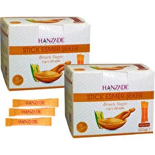 Hanzade Bitkisel Stick Kahverengi Esmer Şeker 100 Sticks 300 gr x 2 Adet