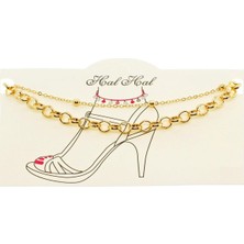 BijuStore Gold Renk Dorika & Kalın Zincir Ikili Kadın Halhal