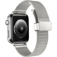 Kny Apple Watch 7 41 mm Için Hasır Desenli Kopçalı Metal Kayış-Kordon Krd-85