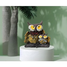 Elifeshop Lüks Yöresel Motifli Taşlı 2’li Baykuş Biblo Heykel Ev Ofis Yeni Yıl Hediyesi Dekor Vitrin Süsü SH16