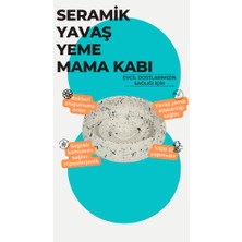 Beige & Stone Slow Eat Yavaş Yeme Seramik Mama Kasesi (L) Benekli