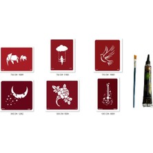 Airbrush Tattoo Güvercin Gitar Hint Kınasıyla Geçici Dövme Seti