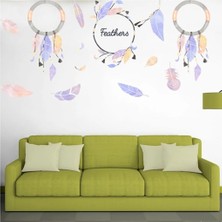 Kt Grup Watercolor Boho Feathers Modern Duvar Sticker
