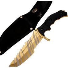 Columbia Huntsman Gold 30 cm Csgo Valorant Bıçak Paslanmaz Çelik Kılıflı Kamp Bıçağı Outdoor Bıçak