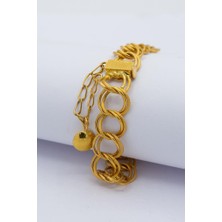 Latif Kuyumcu 22 Ayar Altın Bileklik Samanyolu Anahtarlı Kilit ve Emniyet Zincirli Kadın Bileklik