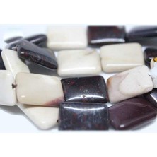 Mokait Jasper Taşı Dikdörtgen Şekilli Yarım Dizi (18 cm Uzunluğundadır)