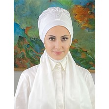 Butik Ambar Hürrem Model Tek Biritli Atkılı Taşlı Beyaz Bone