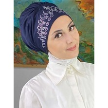 Butik Ambar Prenses Model Gümüş Taşlı Lacivert Bone