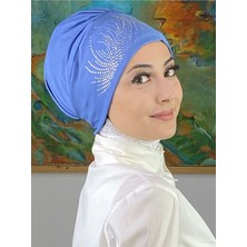 Butik Ambar Ihtişamlı Model Gümüş Taşlı Mavi Bone