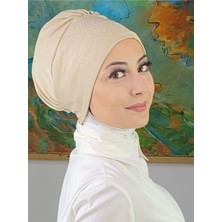 Butik Ambar Helezon Model Gümüş Taşlı Krem Bone
