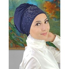 Butik Ambar Helezon Model Gümüş Taşlı Lacivert Bone