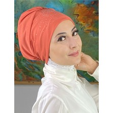 Butik Ambar Helezon Model Gümüş Taşlı Turuncu Bone