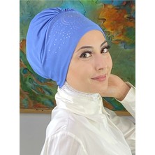 Butik Ambar Helezon Model Gümüş Taşlı Mavi Bone