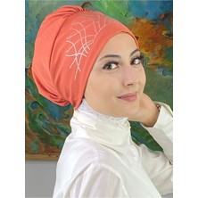 Butik Ambar Taç Model Gümüş Taşlı Turuncu Bone