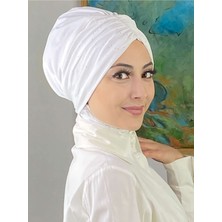 Butik Ambar Sultan Model Taşlı Beyaz Büzgülü Bone