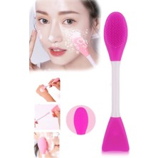 Çift Uçlu Pembe Maske Sürme Aparatı & Cilt Temizleme Fırçası