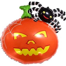 Pandoli Cadılar Bayramı Halloween Örümcekli Balkabağı Şeklinde Folyo Balon 52 x 65 cm 1 Adet