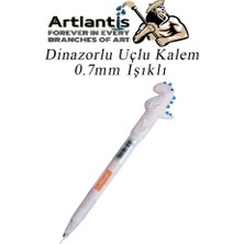 Artlantis Işıklı Dinazor Uçlu Kalem 0.7 1 Adet Dinazor Başlıklı Versatil Kalem Süslü Silikonlu Hediyelik Kalem