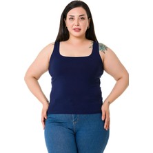 Disentis Modest Büyük Beden Askılı Yarım Astarlı Viskon Lacivert Body