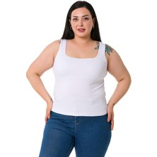 Disentis Modest Büyük Beden Askılı Yarım Astarlı Viskon Beyaz Body