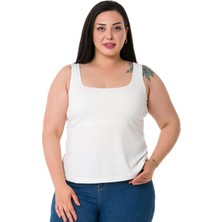 Disentis Modest Büyük Beden Askılı Yarım Astarlı Viskon Ekru Body