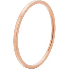 Gümüşcüm 1 mm Ince Düz  Rose Kaplama Gümüş Yüzük