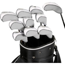Cosy Zone 10PCS Neopren Golf Ütüler Kafa Kapağı Seti Hibrid Kafa Kapağı Koruyucu Kapaklar Gri Beyaz (Yurt Dışından)
