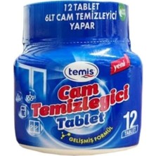 Temis Yeni Nesil Silikonlu Cam Temizleyici Tablet (1 Adet = 12 Tablet) = 6 Lt Eşdeğer + Şişe Hediye