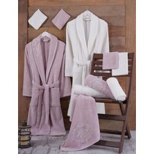 Güvenal Nida 12 Parça Pamuk Kutulu Güpürlü Aile Bornoz Seti | Bornoz | Bornoz Takımı | Çeyiz Seti