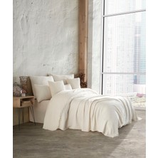 Destiny Hometex Bej Jakarlı Naturel 4 Katlı Multi Muslin %100 Pamuk Tek Kişillik Yatak Örtüsü