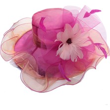 Eva Store1 Eva Organza Tüyü Çiçek Plaj Güneş Kremi Güneş Şapkası - Kırmızı Gül (Yurt Dışından)