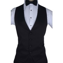 Cengiz İnler Polo Yaka Armürlü Şal Yaka Yelekli Damatlık