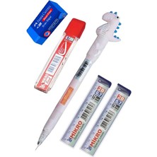 Artlantis Işıklı Dinazor Uçlu Kalem Seti Pembe 0.7 mm 1 Paket Dinazor Başlıklı Versatil Kalem Süslü Silikonlu Hediyelik Kalem