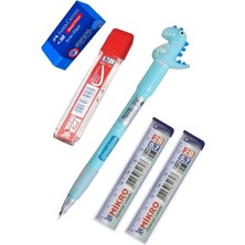 Artlantis Işıklı Dinazor Uçlu Kalem Seti Mavi 0.7 mm 1 Paket Dinazor Başlıklı Versatil Kalem Süslü Silikonlu Hediyelik Kalem