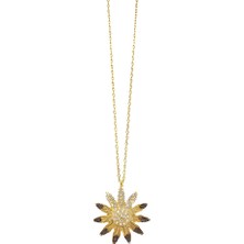 Usho Jewelry 925 Ayar Gümüş Taşlı Çiçek Kolye