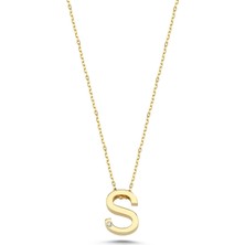 Hems Jewellery Altın Minimal Harf Kolye S