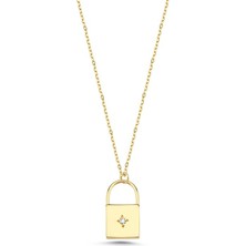 Hems Jewellery Minimal Taşlı Kilit Kolye