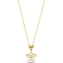 Hems Jewellery Altın Mini Yıldız Tek Taş Kolye